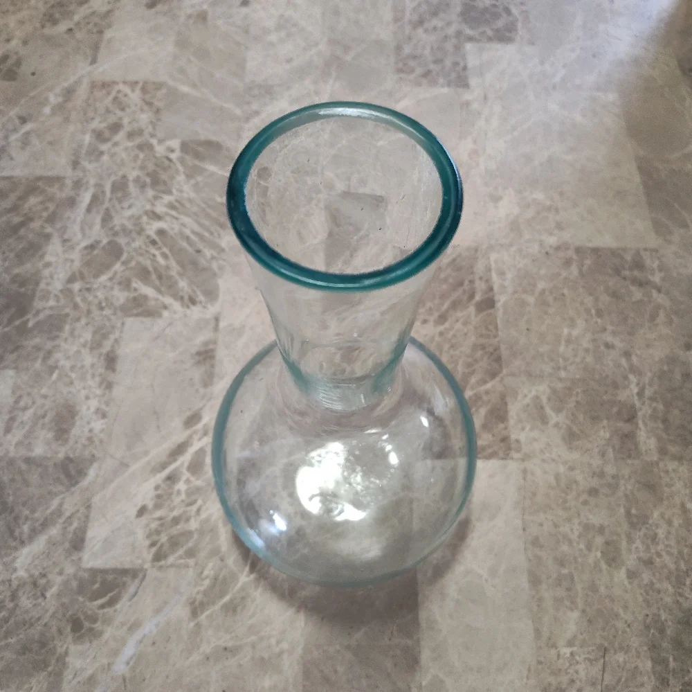 Elegant Large Clear Glass Bubble Bottom Flower Vase Or Wine Decanter Bottle